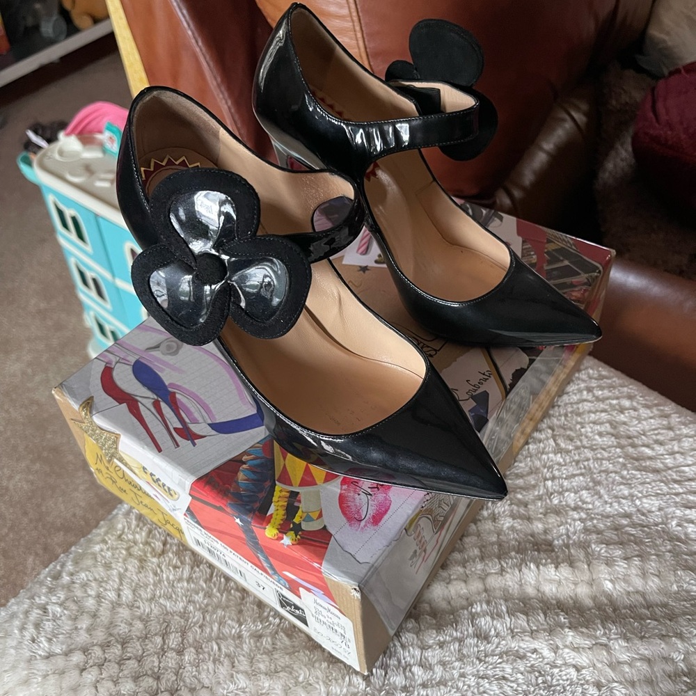 Christian Louboutin Black Patent Leather Pensee 20th Anniversary preloved shoes.